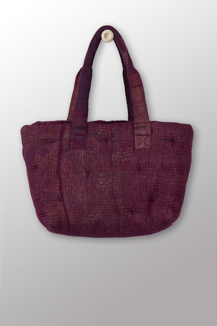 Quilted Over Dye Cotton Kantha Wide Tote - mm-oq5869-cred012a -