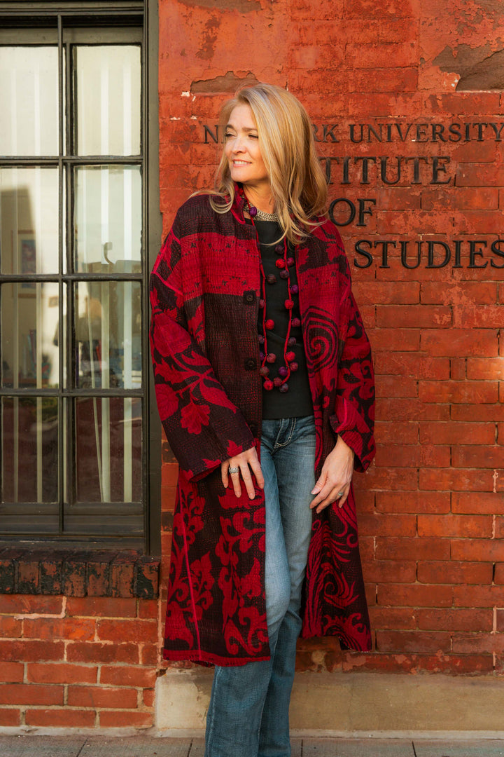 VINTAGE COTTON KANTHA NEW OVERSIZED COAT - ov4342-cred004a -