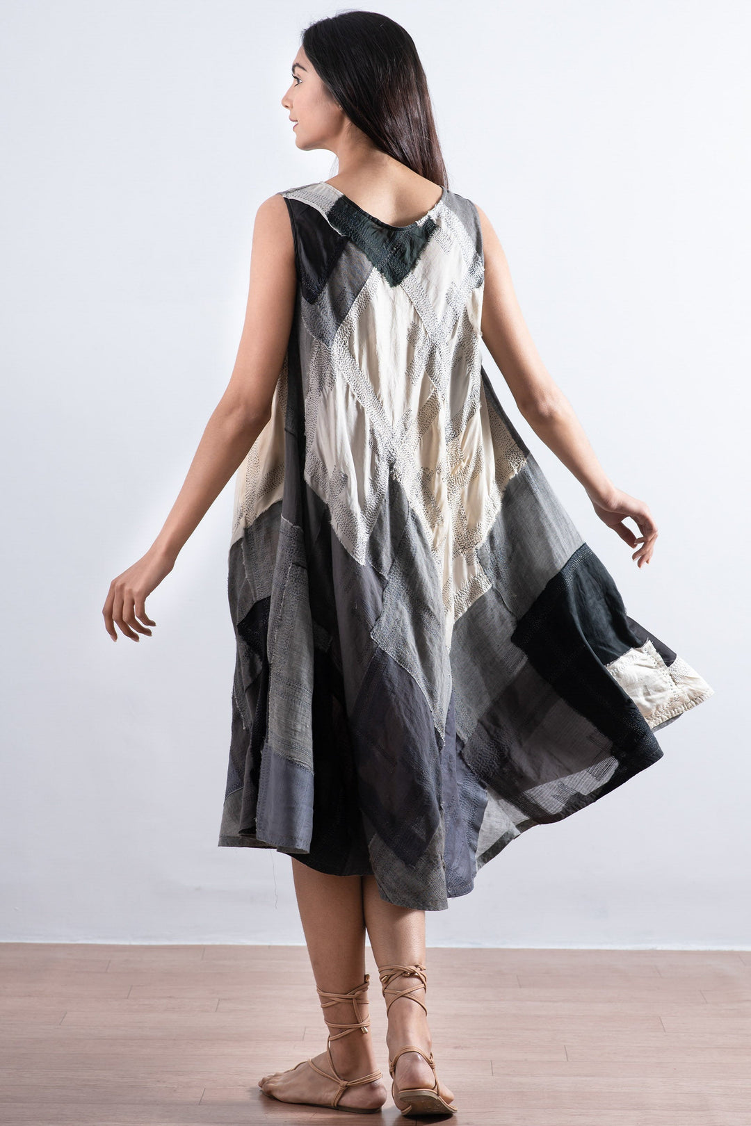 MOSAIC OMBRE KANTHA FULL CIRCULAR DRESS CITY - mo1421-gry -