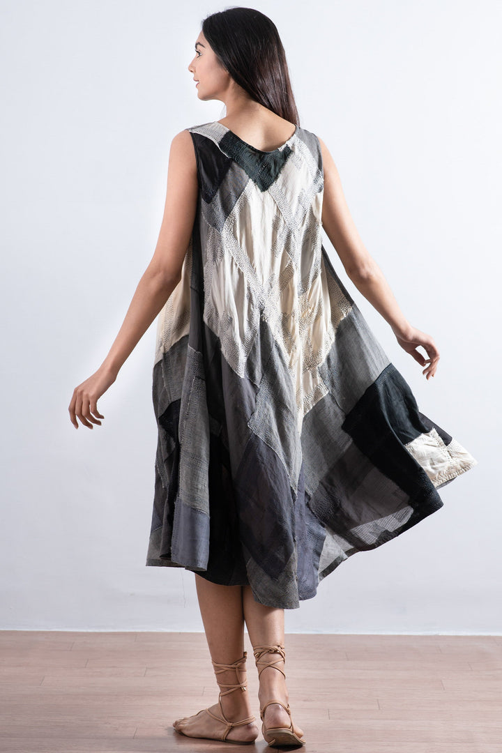 MOSAIC OMBRE KANTHA FULL CIRCULAR DRESS CITY - mo1421-gry -