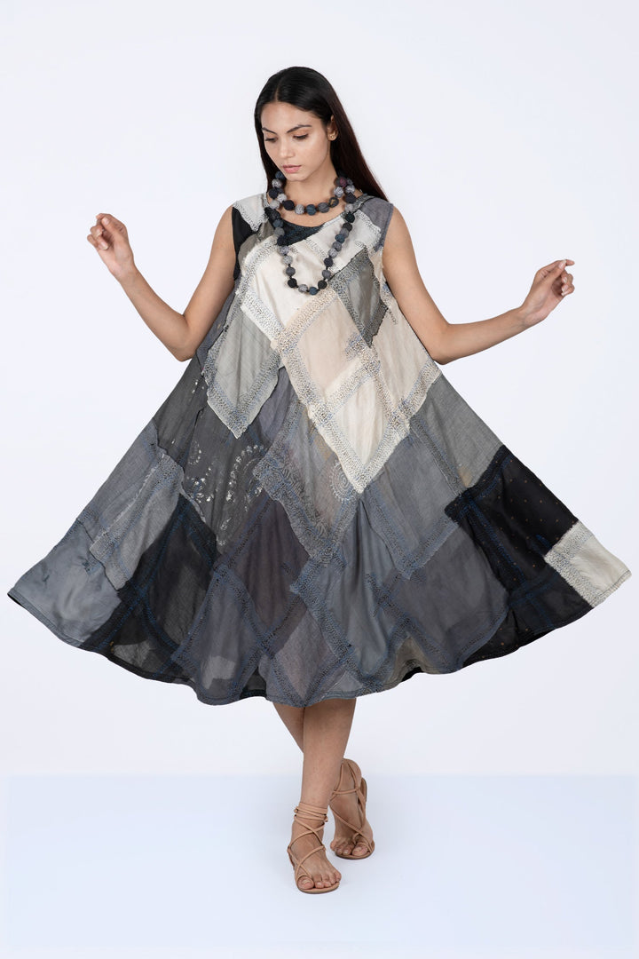 MOSAIC OMBRE KANTHA FULL CIRCULAR DRESS CITY - mo1421-gry -