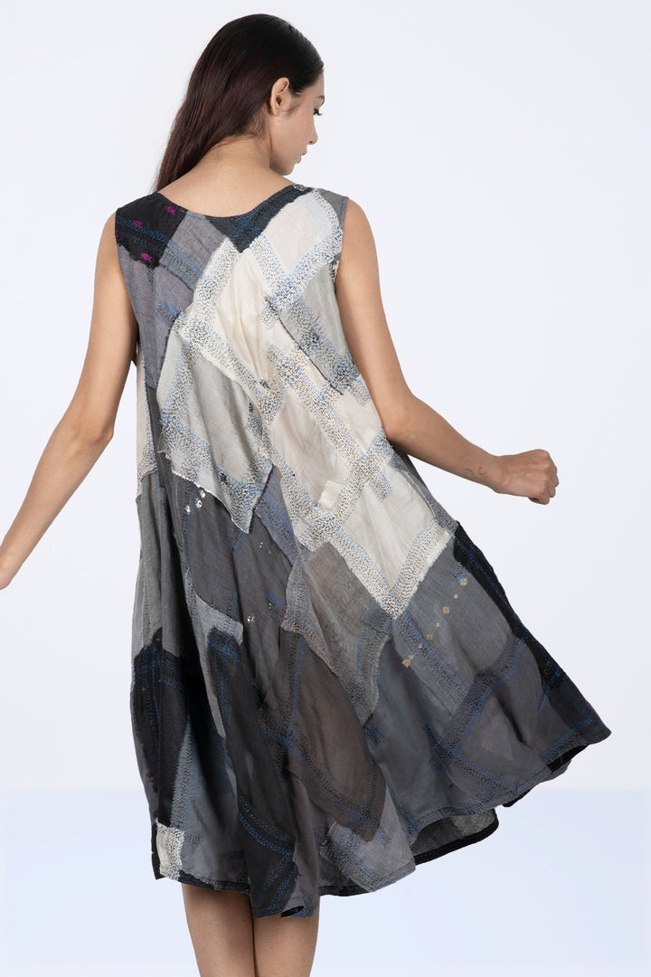 MOSAIC OMBRE KANTHA FULL CIRCULAR DRESS CITY - mo1421-gry -