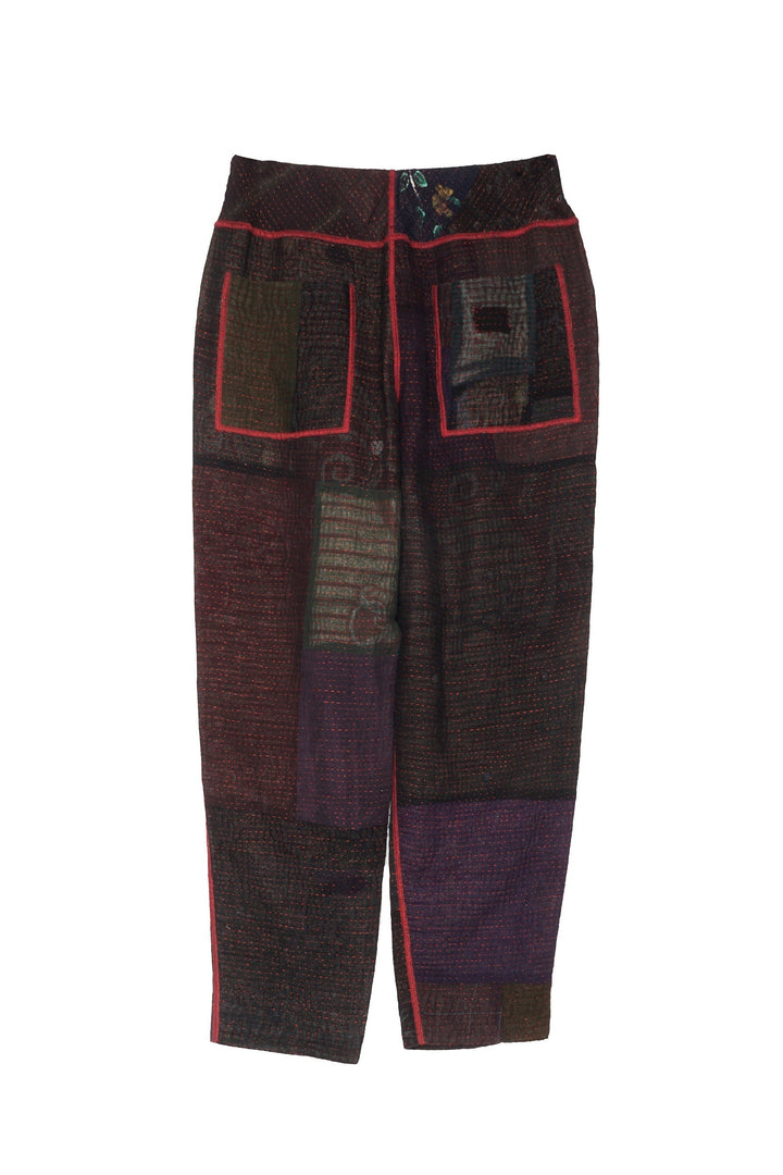 MUJI PATCH KANTHA SLANT POCKET PANTS - mp4612-blk -