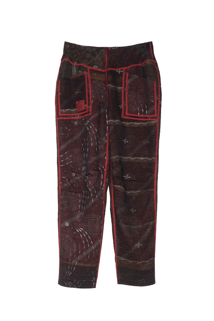 MUJI PATCH KANTHA SLANT POCKET PANTS - mp4612-blk -