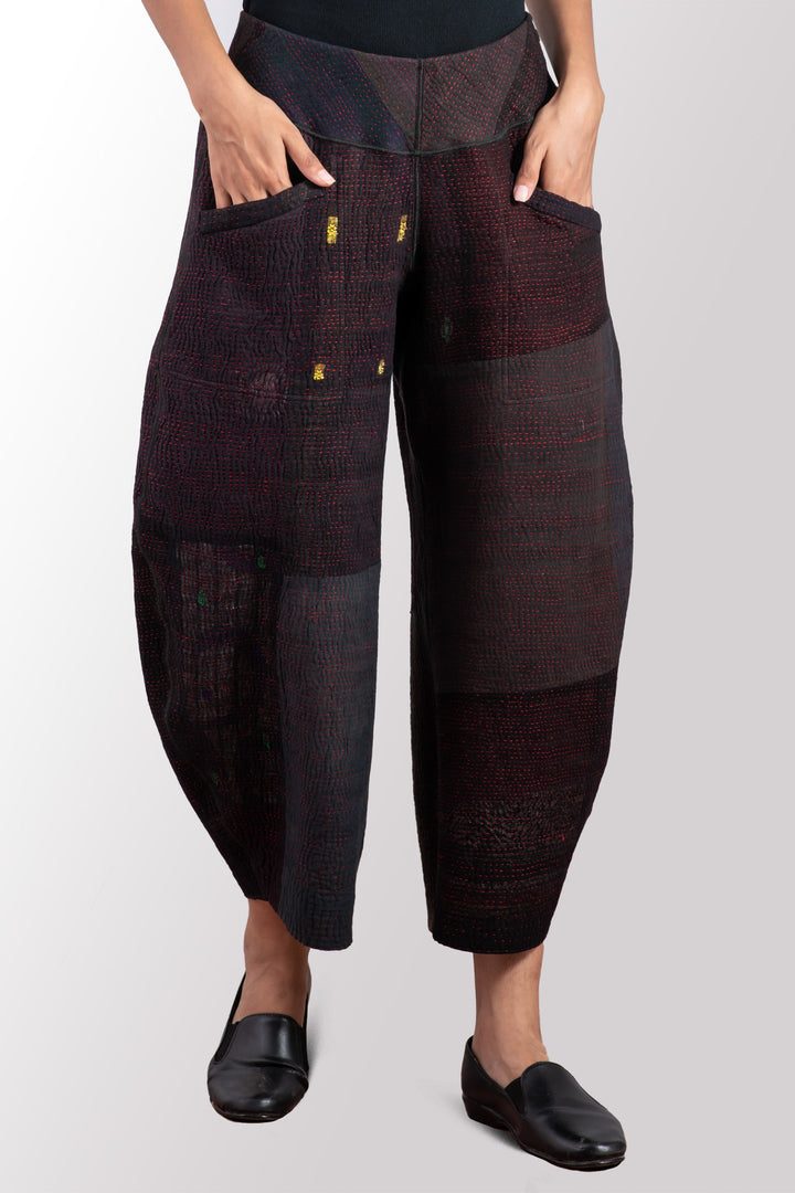 MUJI PATCH KANTHA LANTERN PANTS - mp4634-blk -