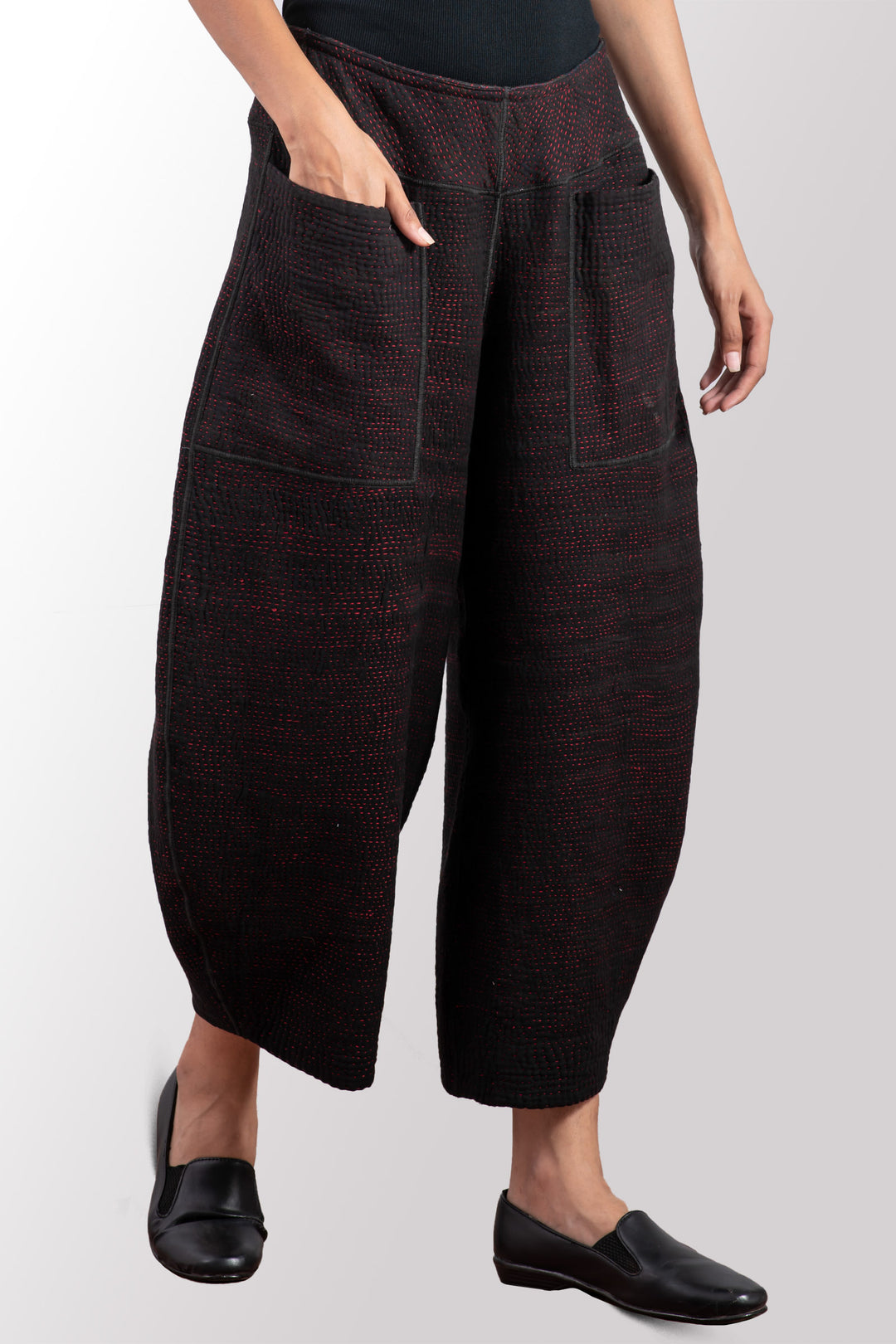 MUJI PATCH KANTHA LANTERN PANTS - mp4634-blk -