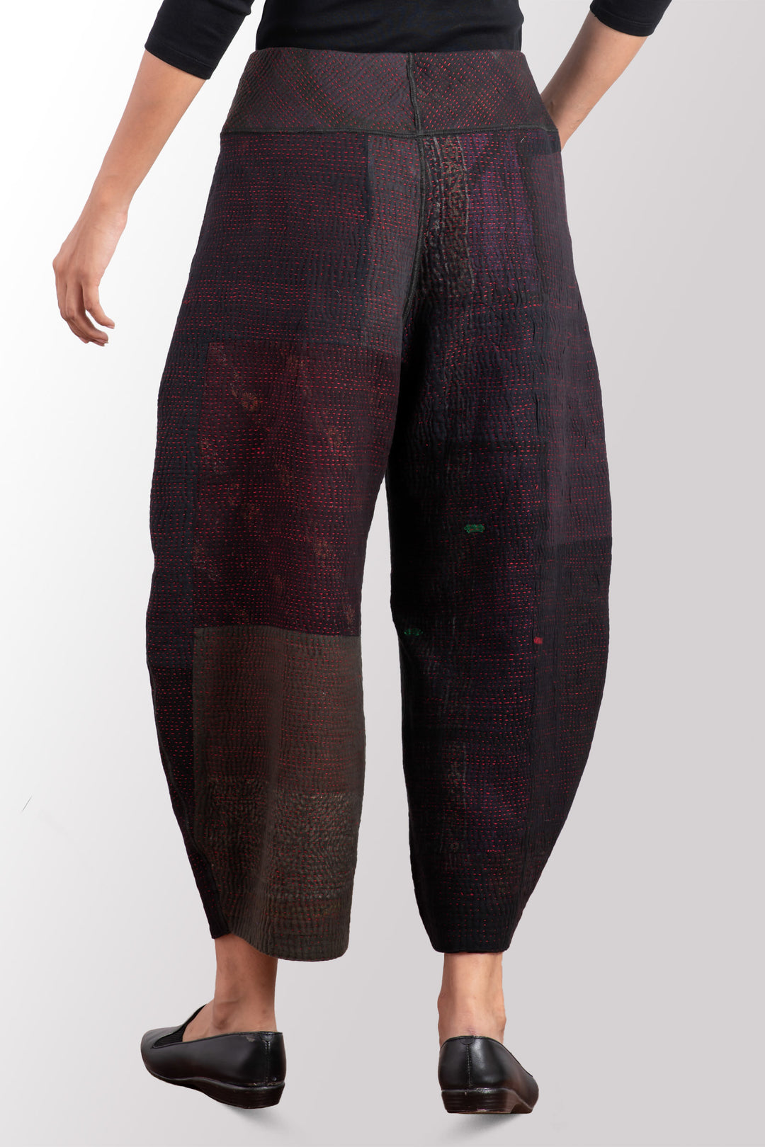 MUJI PATCH KANTHA LANTERN PANTS - mp4634-blk -