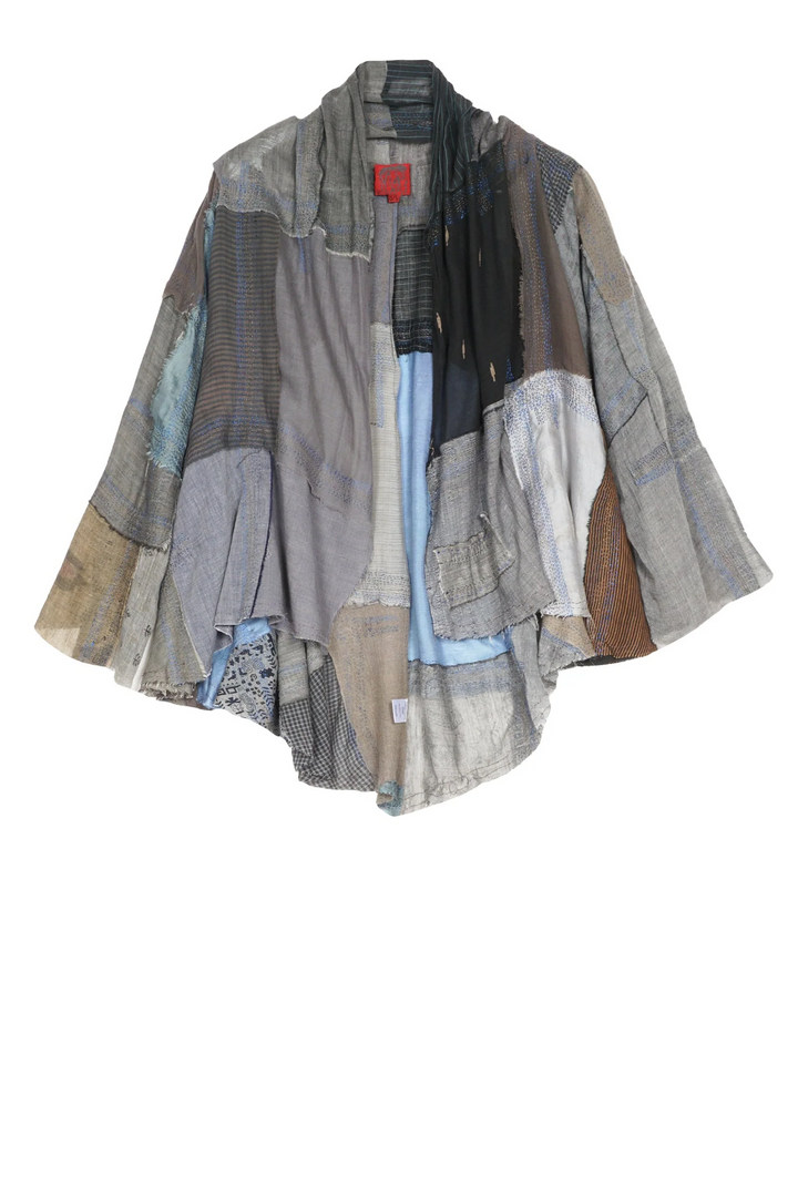 MOSAIC TILE PATCH KANTHA SWING JKT - mt1044-gry -
