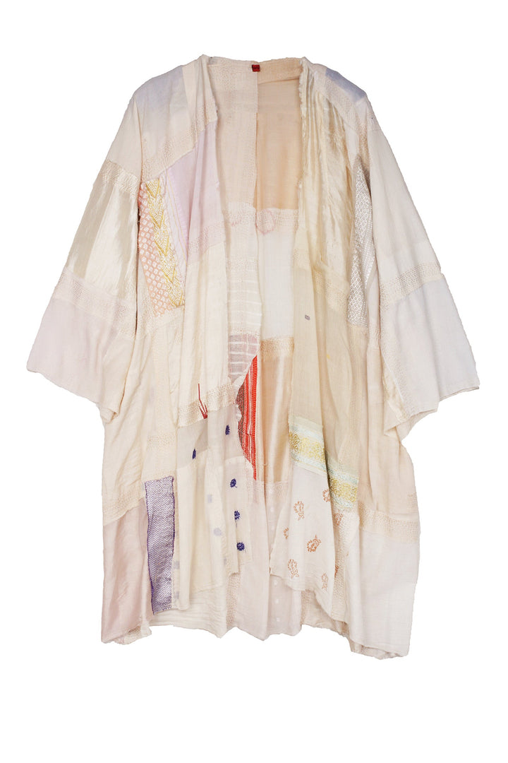 MOSAIC TILE PATCH KANTHA KIMONO DUSTER - mt1317-ivy -