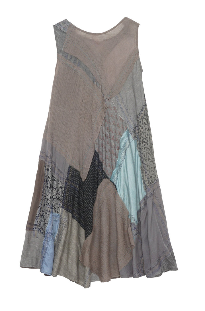 MOSAIC TILE PATCH KANTHA FULL CIRCULAR DRESS CITY - mt1421-gry -