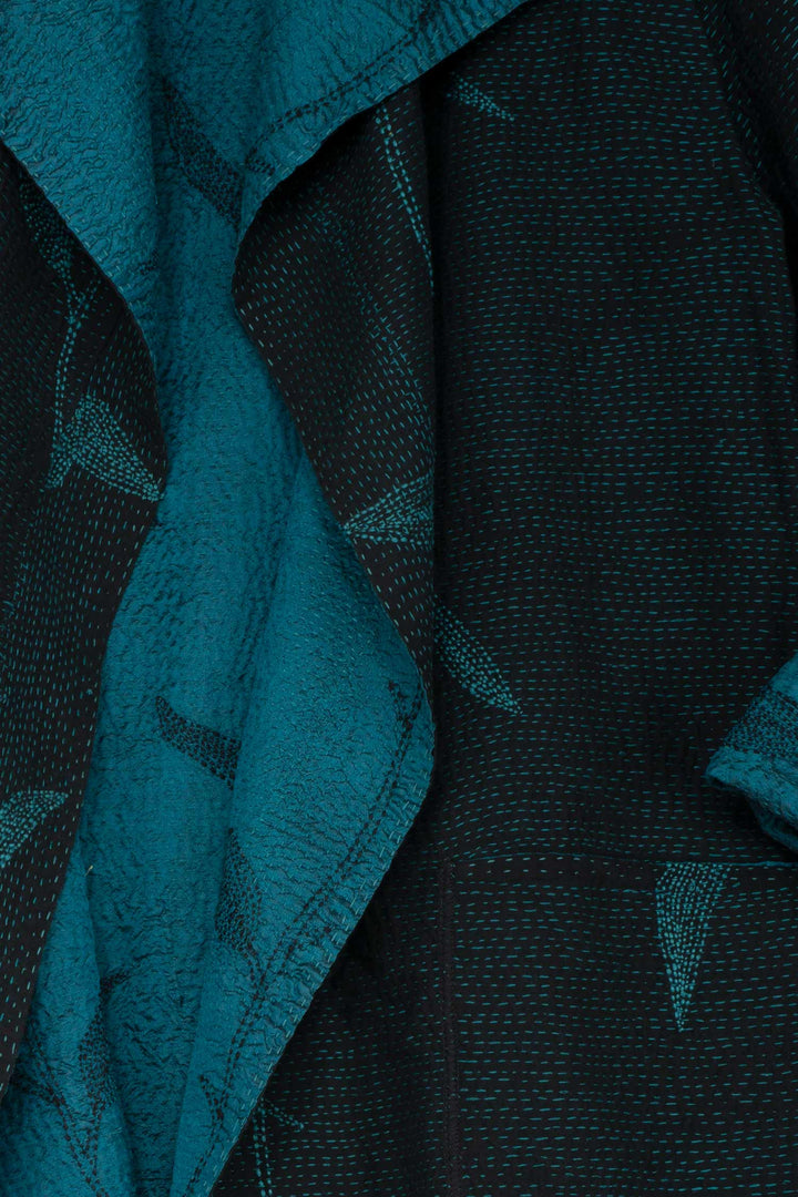 NIGHT BAMBOO SILK COTTON KANTHA POCKET JKT - nb2002-tel -