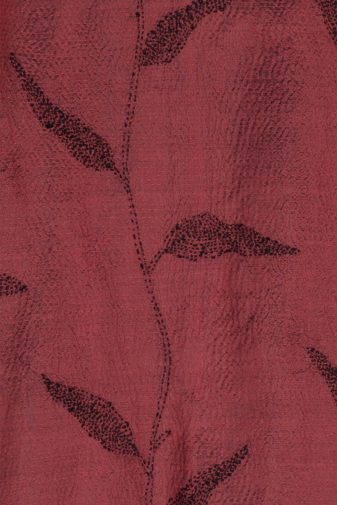 NIGHT BAMBOO SILK COTTON KANTHA A-LINE VEST - nb2203-red -
