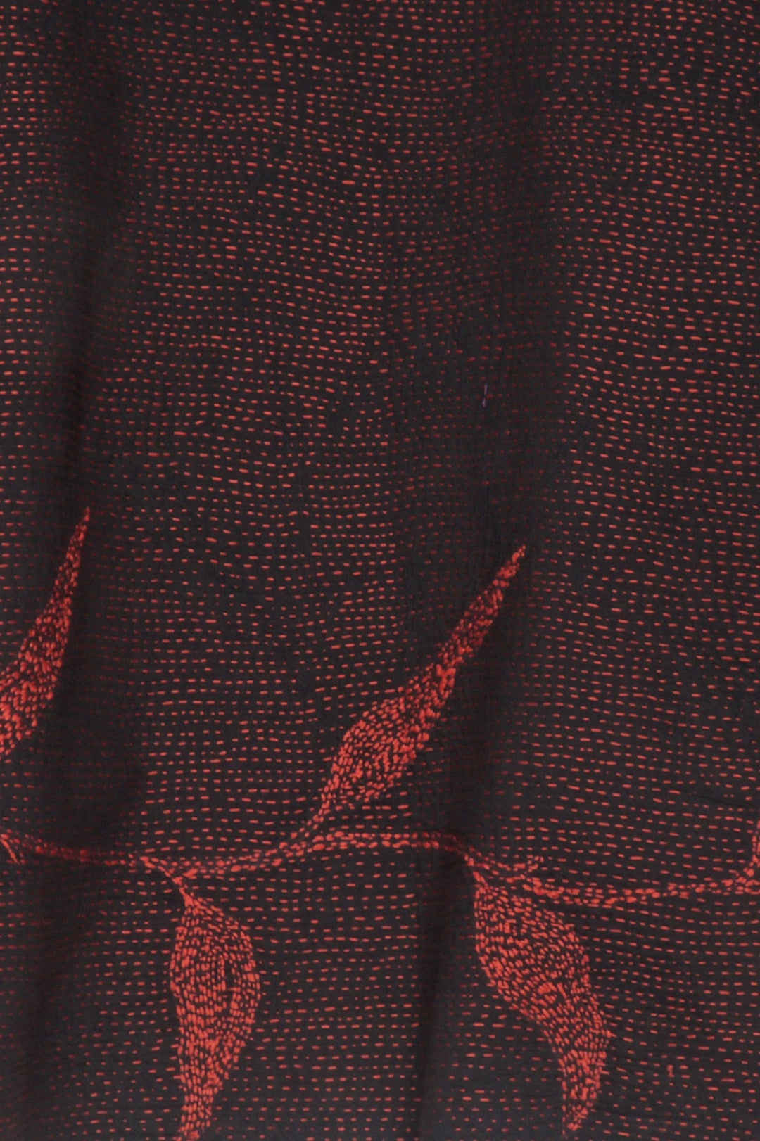 NIGHT BAMBOO SILK COTTON KANTHA MINI KIMONO VEST - nb2238-red -