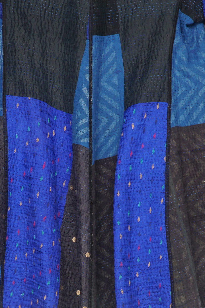 NIGHT FLOWERS KANTHA FLARE LONG JKT - nl4021-blu -