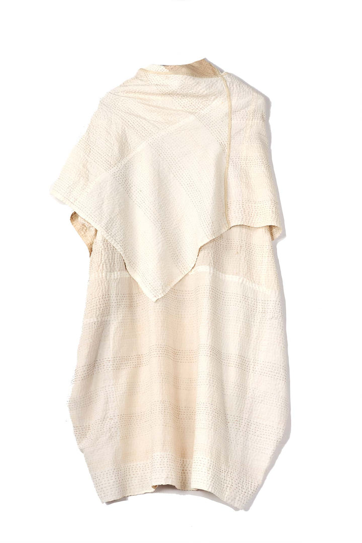 JAIPUR WHITE KANTHA COWL NECK TUNIC - jw2523-ivy -
