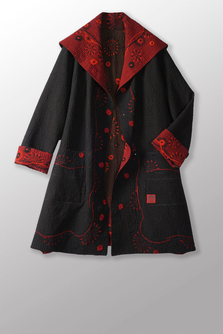 OMBRE SUN RALLI FIREWORKS KANTHA POCKET MEDIUM COAT - of4316-red -