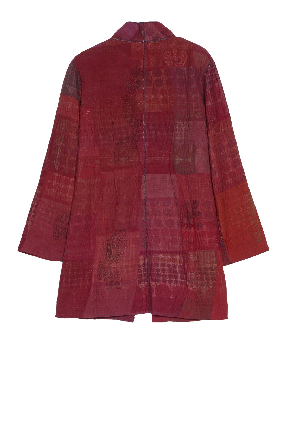 OMBRE PATCHED GOLD STAMP KANTHA LONG JKT - og4006-red -