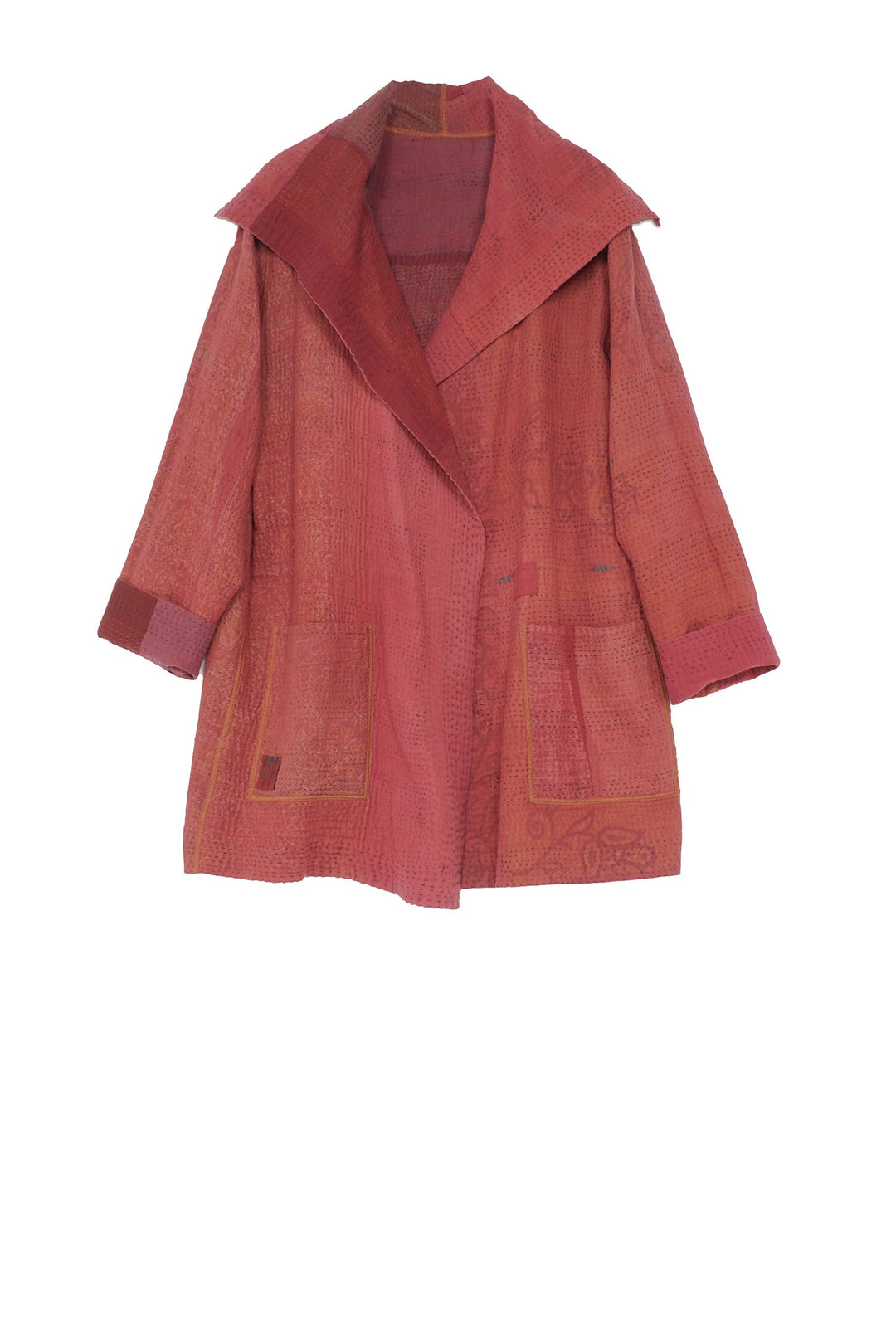 OMBRE PATCHED KANTHA POCKET JKT - op4002-red -