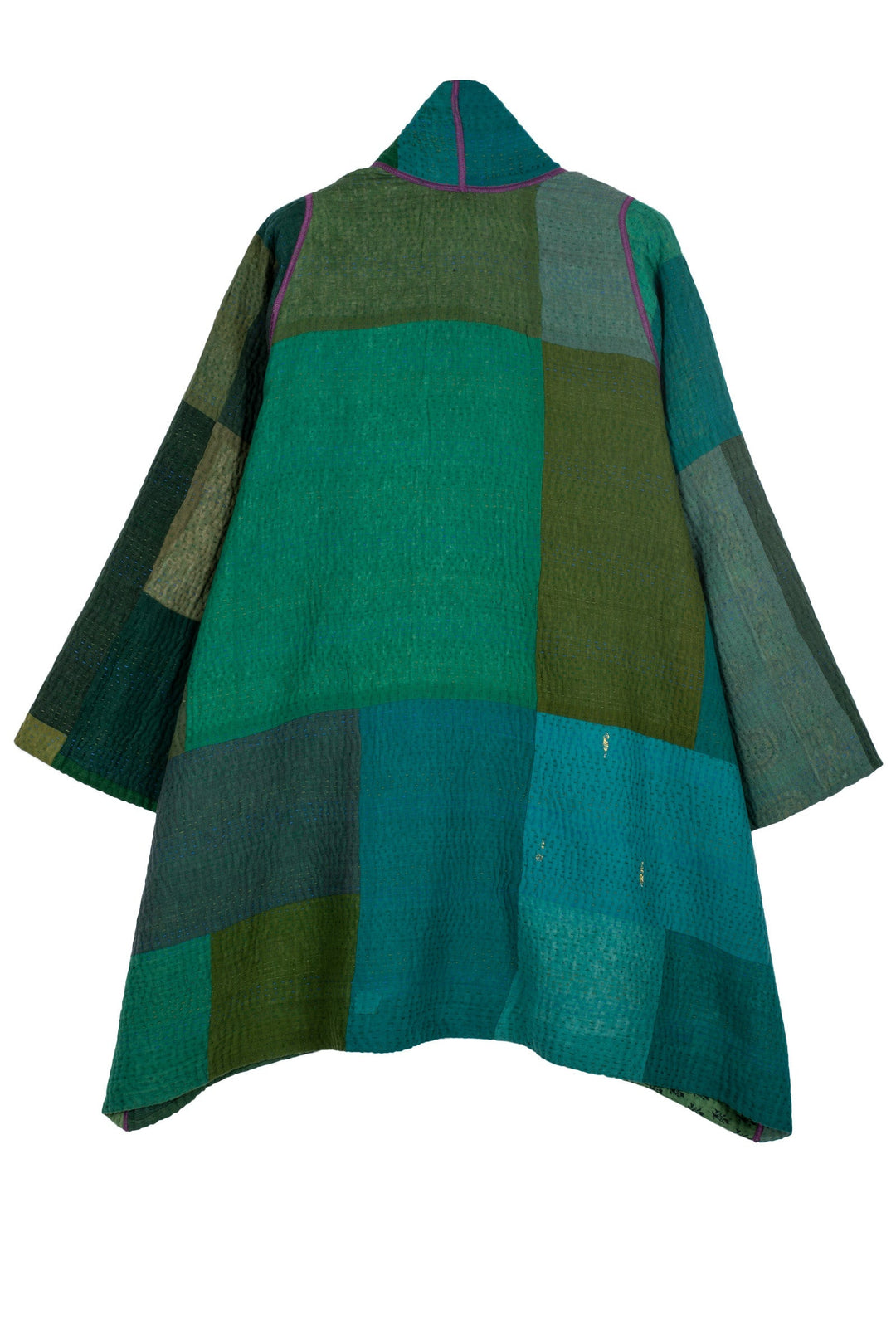 OMBRE PATCHED KANTHA A-LINE JKT - op4003-grn -