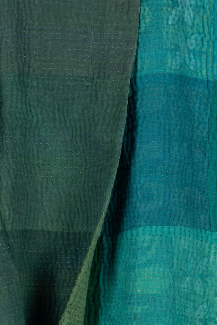 OMBRE PATCHED KANTHA KIMONO LONG JKT - op4005-grn -