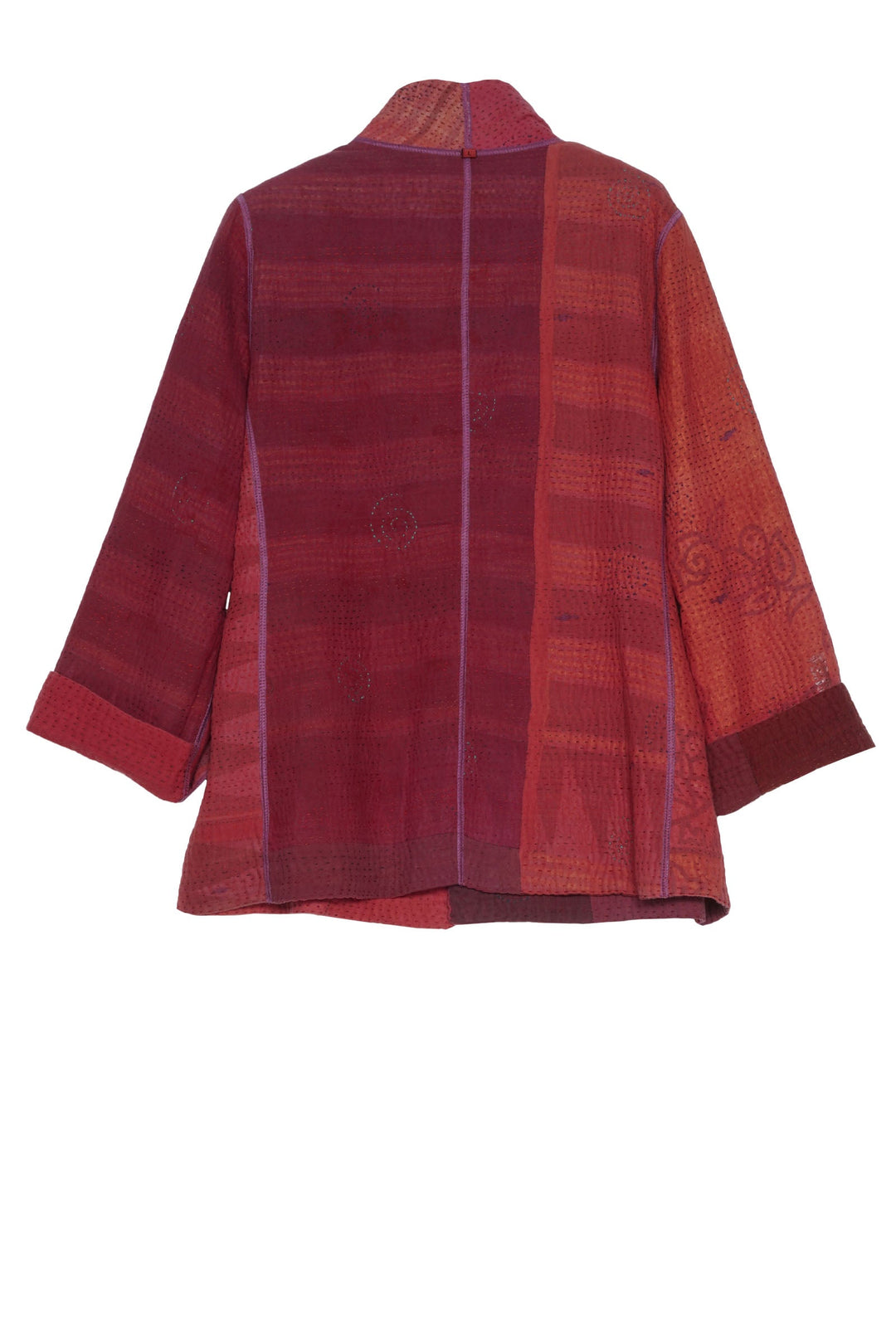 OMBRE PATCHED KANTHA SHORT JKT - op4007-red -