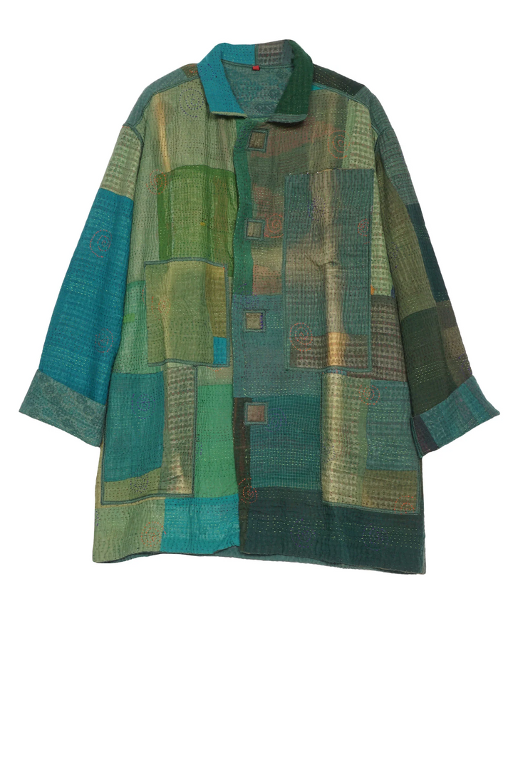 OMBRE PATCHED KANTHA MEN'S JKT - op4041-grn -