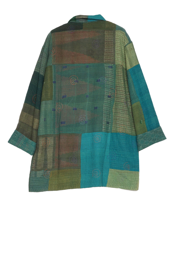 OMBRE PATCHED KANTHA MEN'S JKT - op4041-grn -