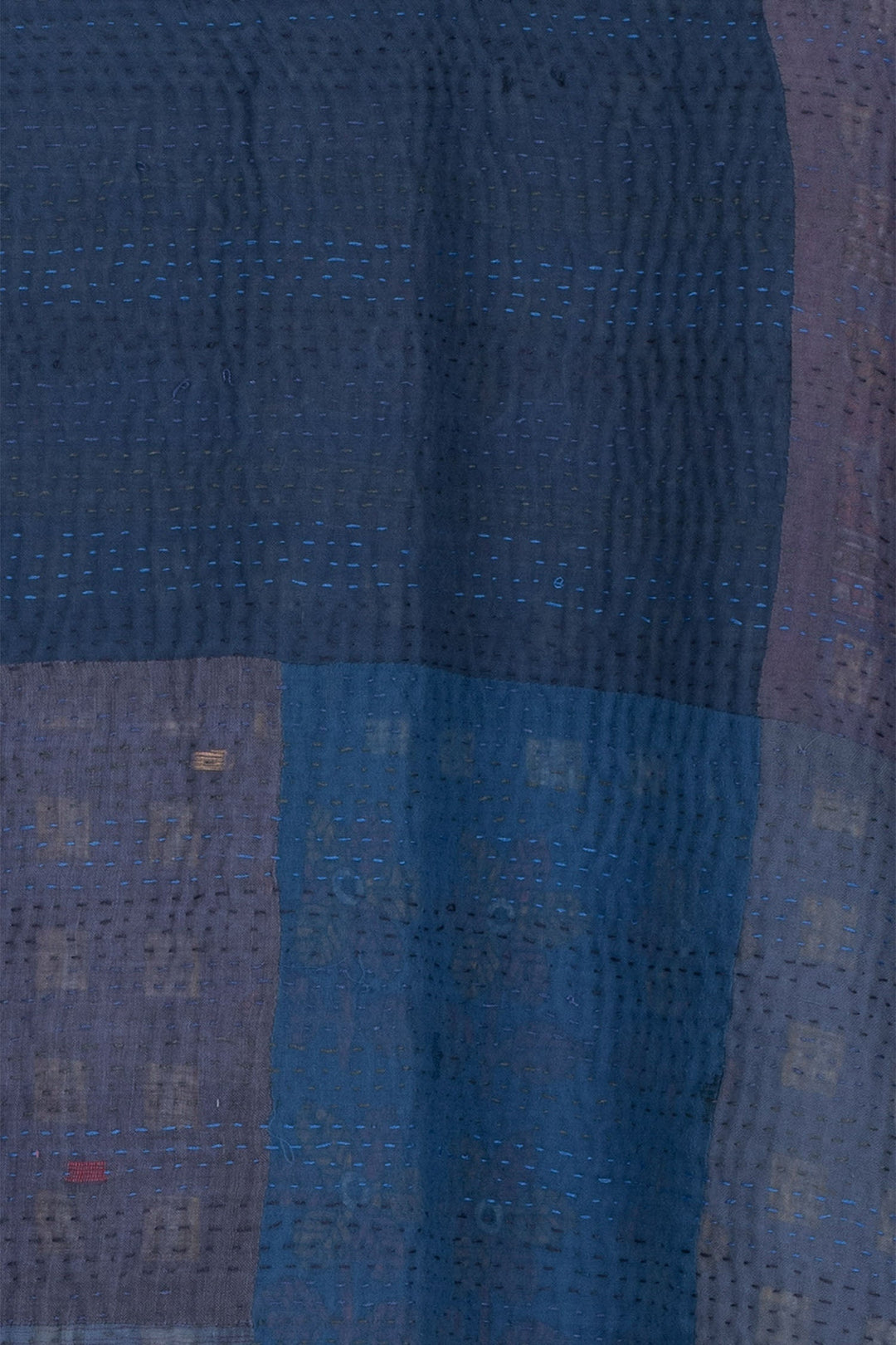 OMBRE PATCHED KANTHA FUNNEL COLLAR COAT - op4312-blu -