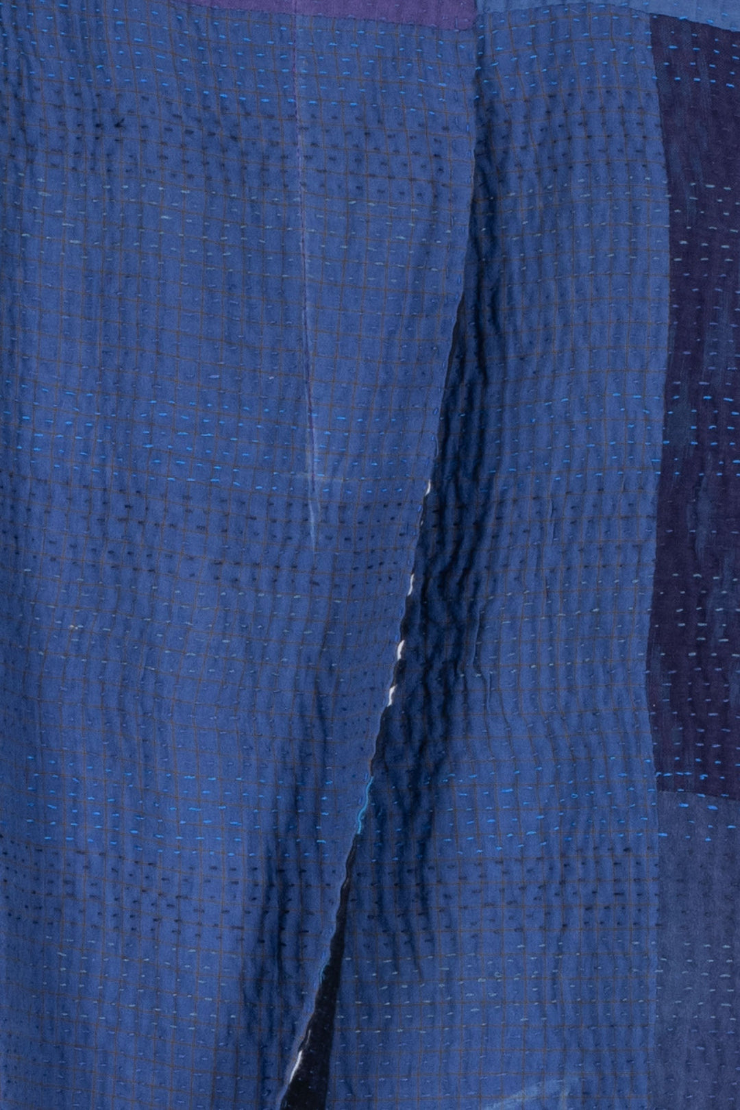 OMBRE PATCHED KANTHA FUNNEL COLLAR COAT - op4312-blu -
