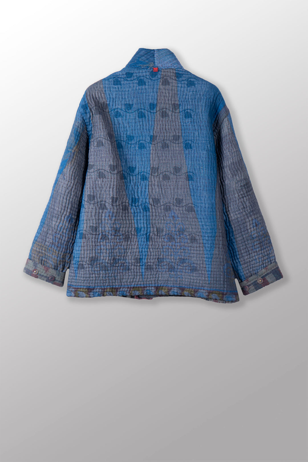 QUILTED OVER DYE COTTON KANTHA MEN'S BLOUSON - oq5040-cblu001m -