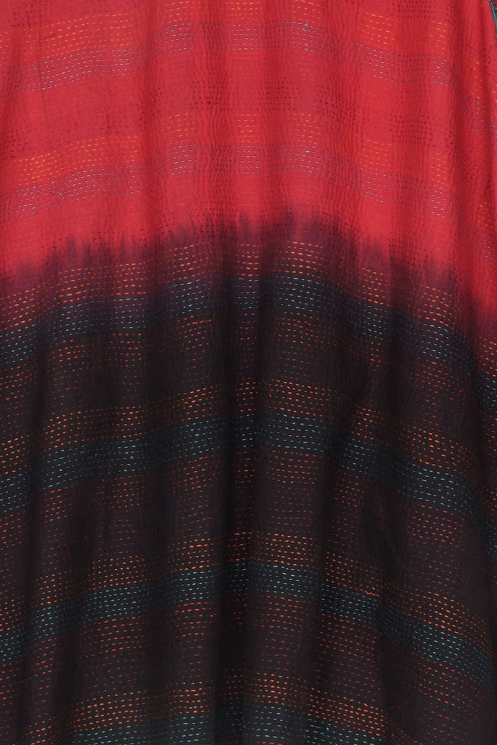 SILK COTTON OMBRE PRINT KANTHA A-LINE JKT - os2003-red -