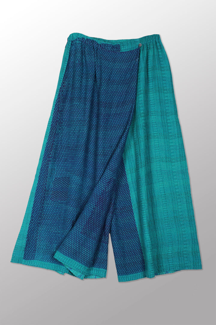 COTTON OVER DYE KANTHA WRAP WIDE PANTS - ov2649-ctuq001m -