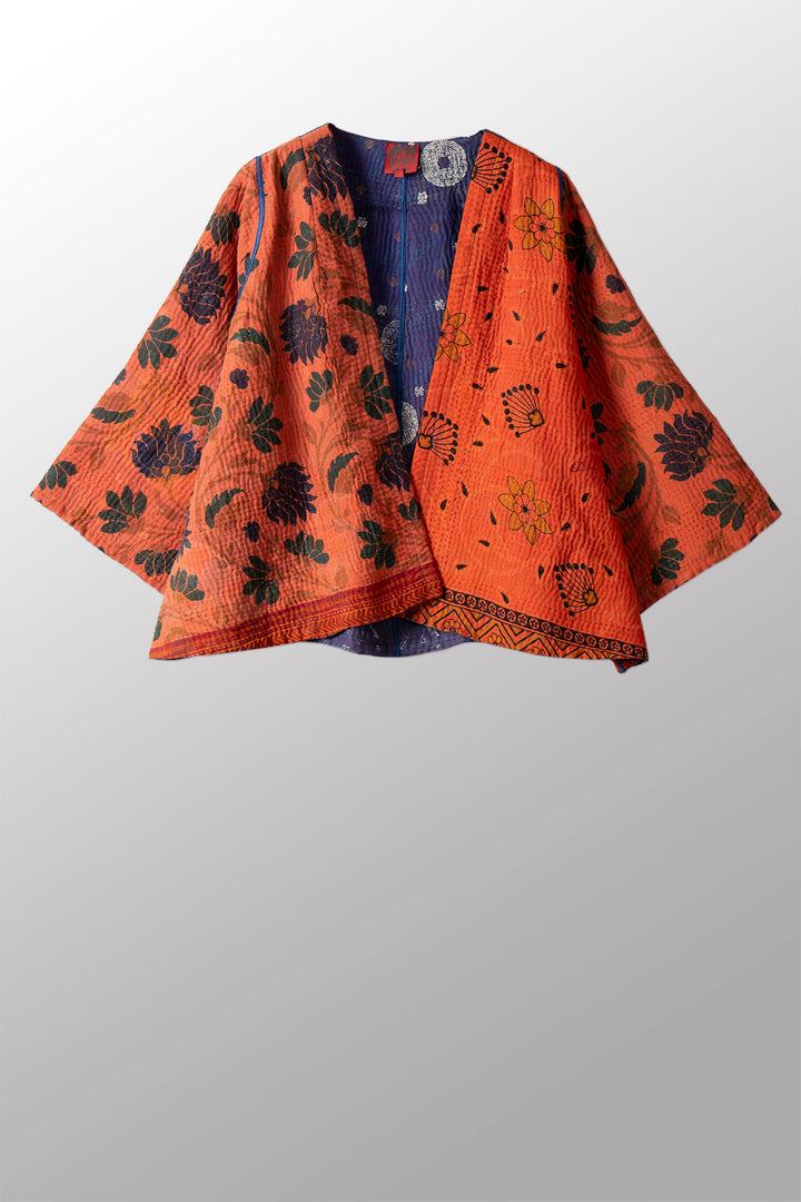 COTTON OVER DYE KANTHA BELL SHAPE JKT - ov4048-corg007a -