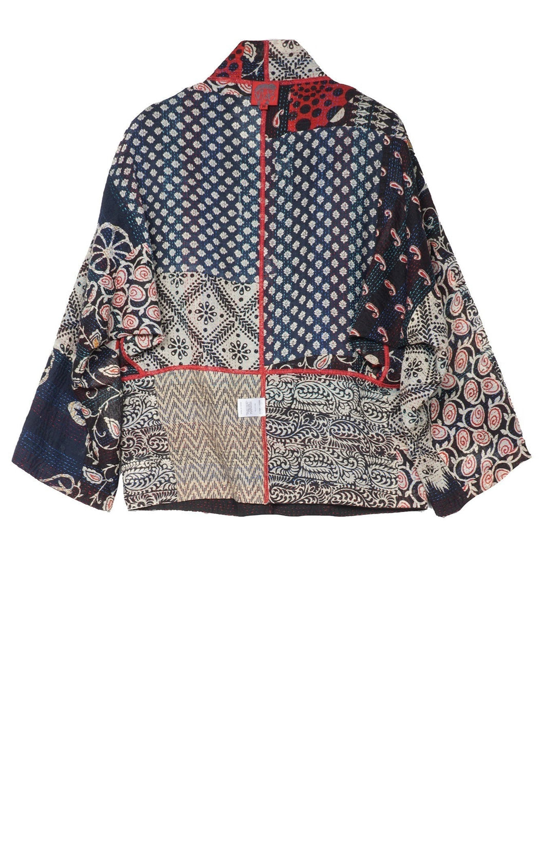 PATCH & CIRCLE PRINT KANTHA DOLMAN SHORT JKT - pc2015-blk -