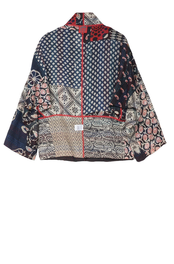 PATCH & CIRCLE PRINT KANTHA DOLMAN SHORT JKT - pc2015-blk -