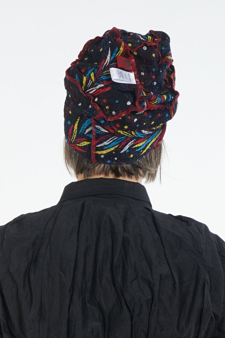 PATCHED & LEAVES KANTHA PATCHWORK HAT - pl2880-blk -