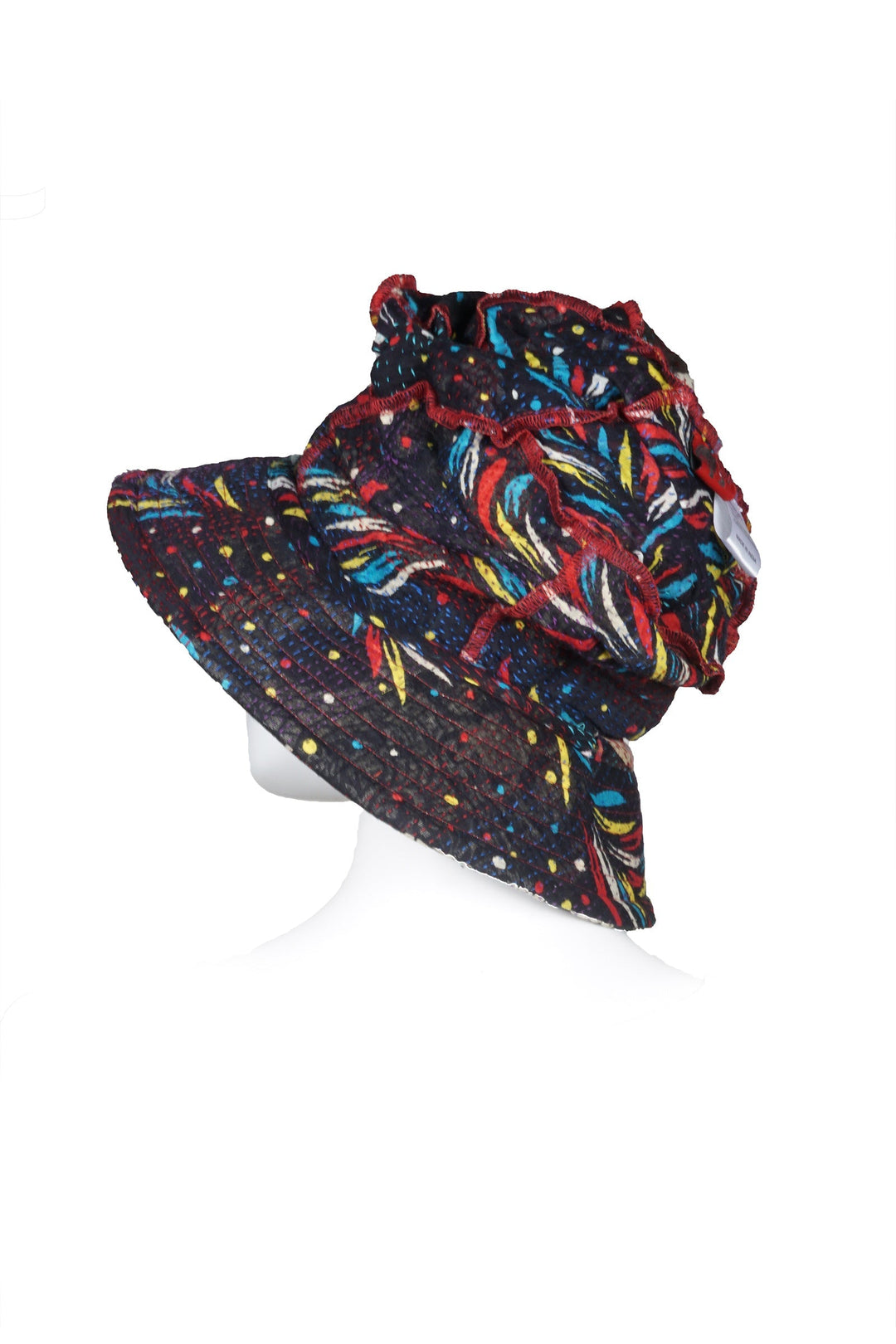 PATCHED & LEAVES KANTHA FULL BRIM HAT - pl2889-blk -