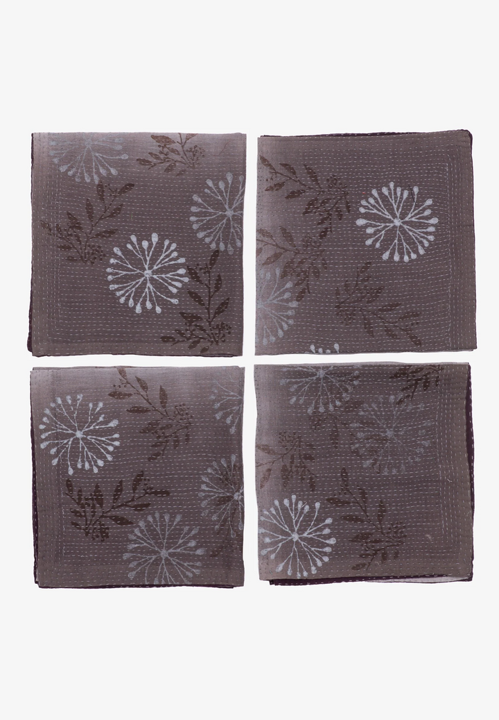 Vintage Fray Patch & Ombre Kantha Napkin -Chocolate -