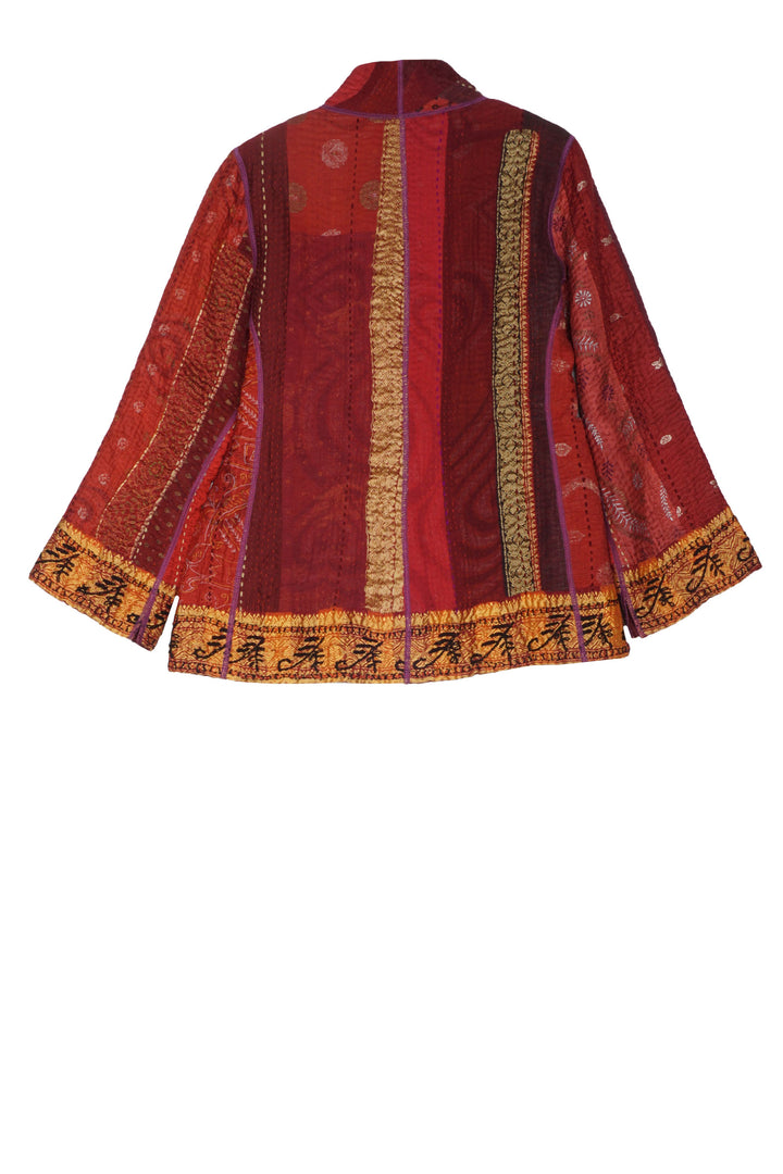 STRIPE RALLIS KANTHA SHORT JKT - pr4007-red -