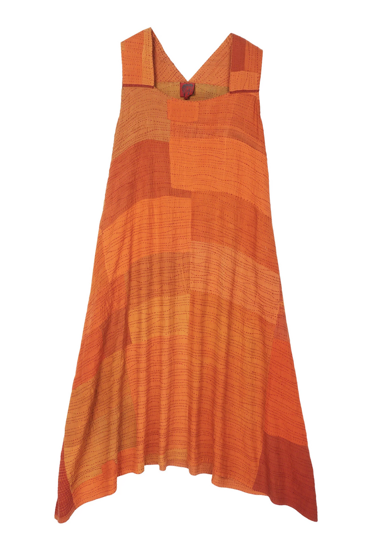 SOLID PATCH KANTHA TENT DRESS - ps2413-org -
