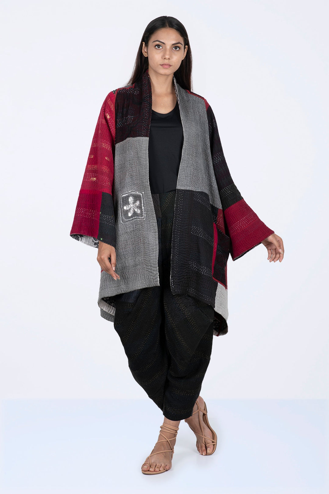 PAISLEY & PATCH KANTHA A-LINE JKT - py4003-wht -
