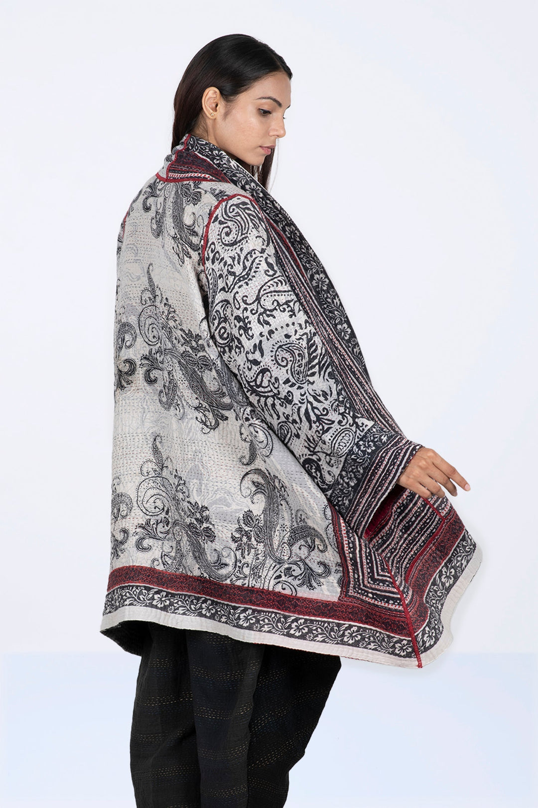 PAISLEY & PATCH KANTHA A-LINE JKT - py4003-wht -