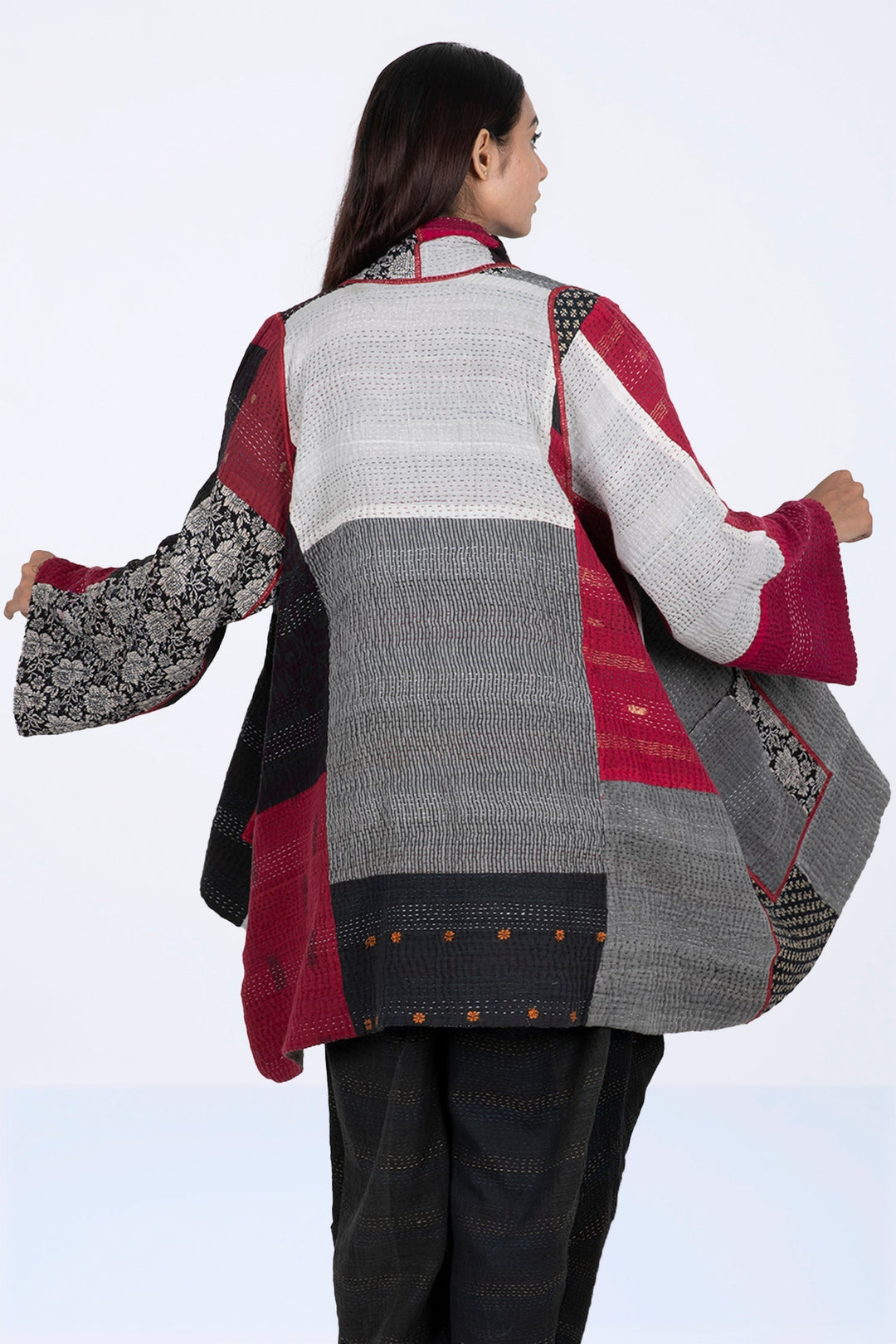 PAISLEY & PATCH KANTHA A-LINE JKT - py4003-wht -