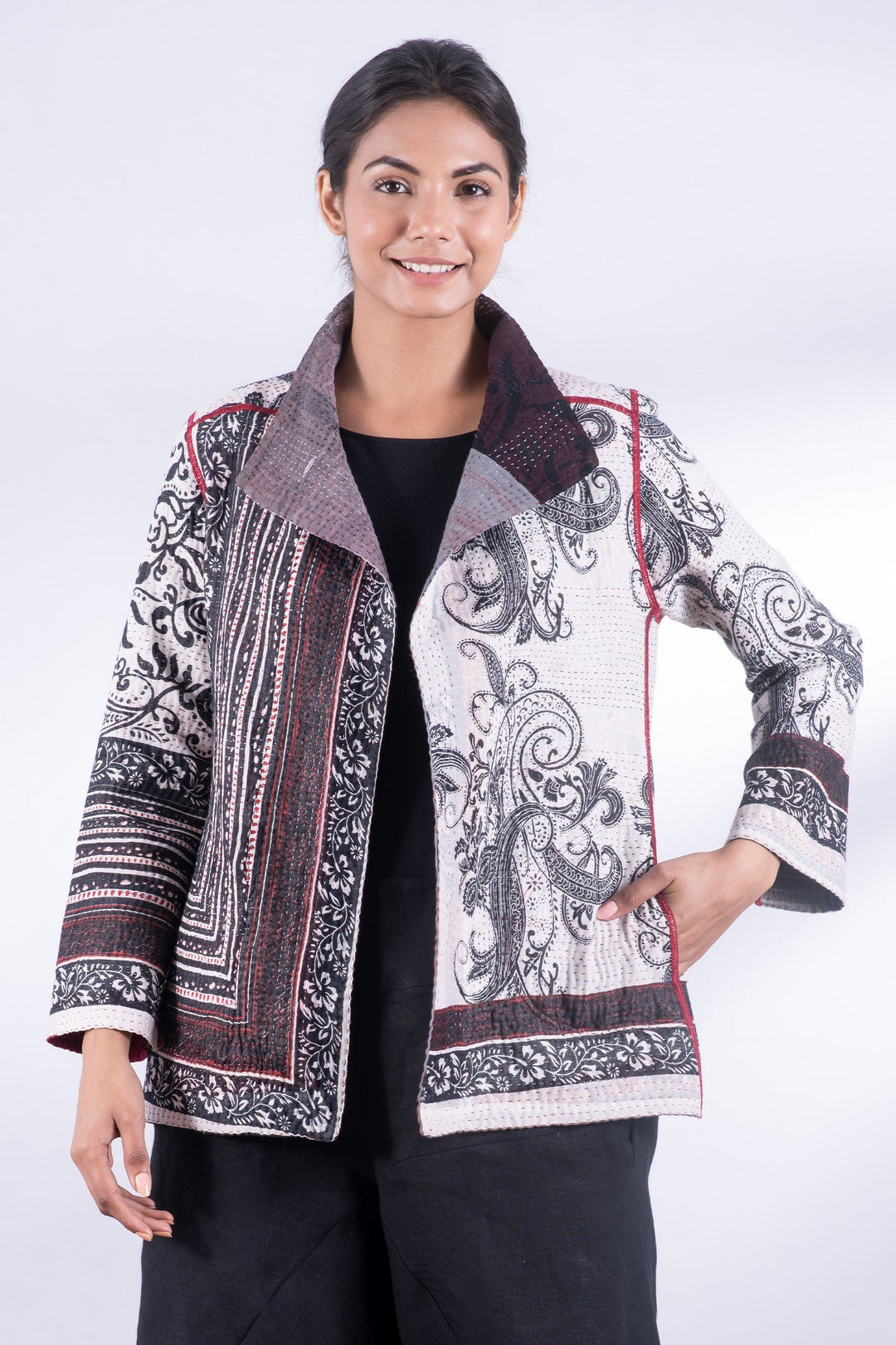PAISLEY & PATCH KANTHA SHORT JKT - py4007-wht -