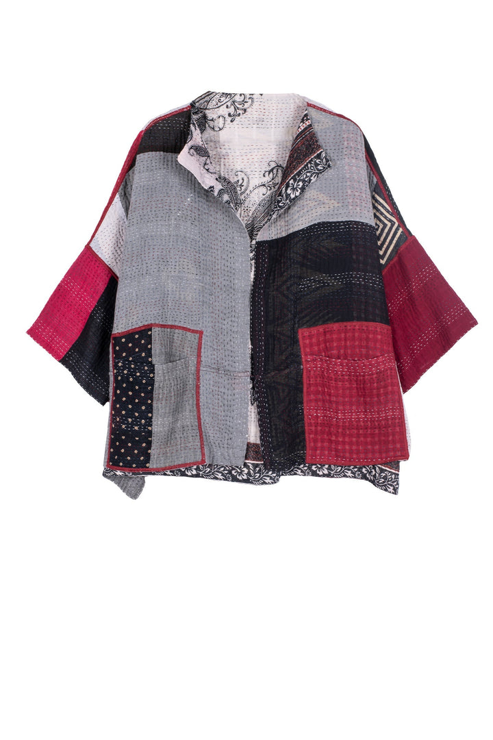 PAISLEY & PATCH KANTHA STRAIGHT NECK JKT - py4058-wht -