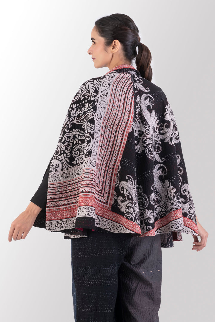 PAISLEY & PATCH KANTHA MANTLE - py4069-blk -