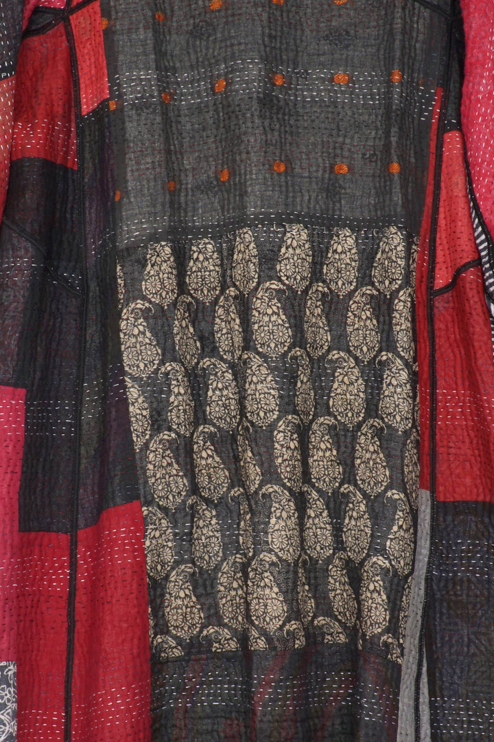 PAISLEY & PATCH KANTHA A-LINE COAT - py4309-blk -