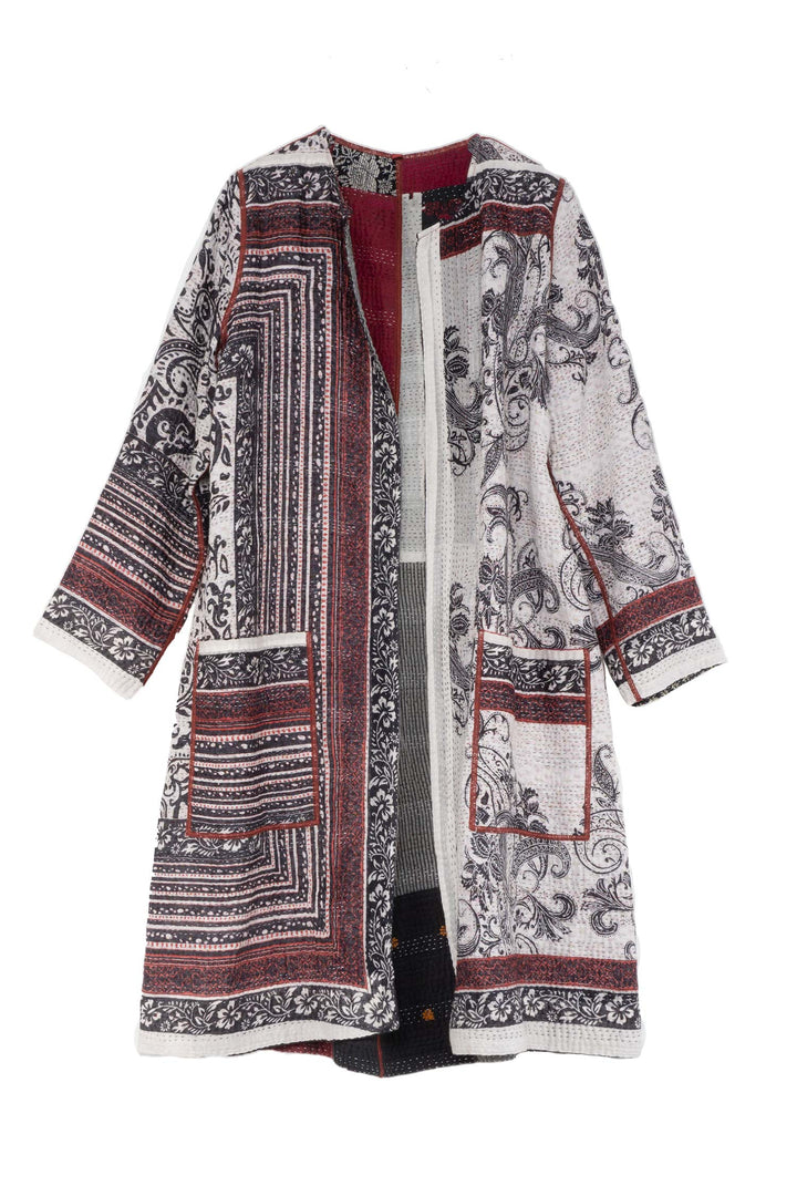 PAISLEY & PATCH KANTHA CREW NECK COAT - py4313-wht -