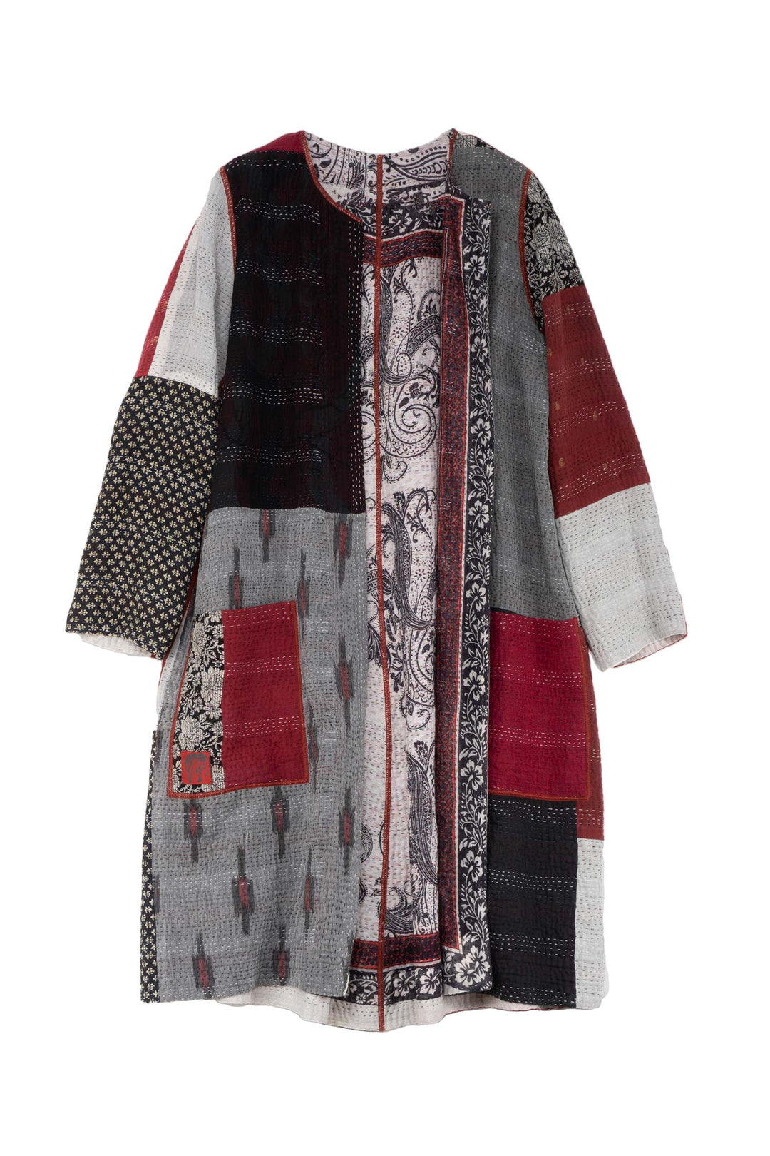 PAISLEY & PATCH KANTHA CREW NECK COAT - py4313-wht -