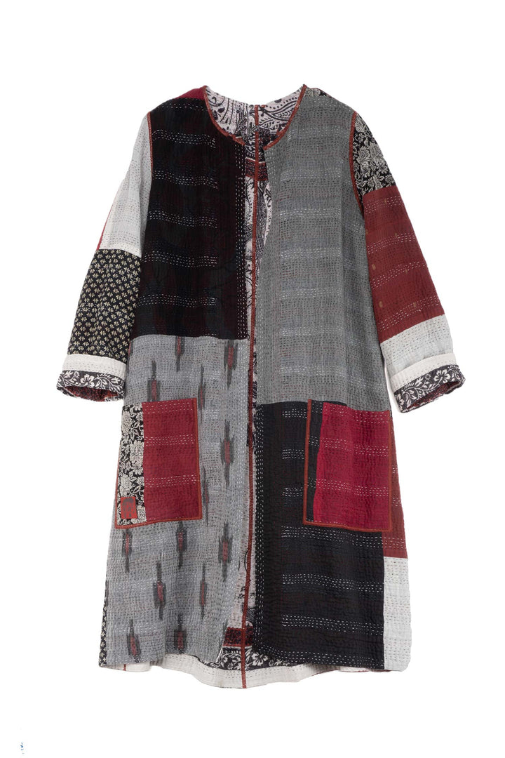 PAISLEY & PATCH KANTHA CREW NECK COAT - py4313-wht -